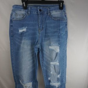 Light Blue High Rise Distressed Skinny Jeans Size Medium  NWTags Unbranded